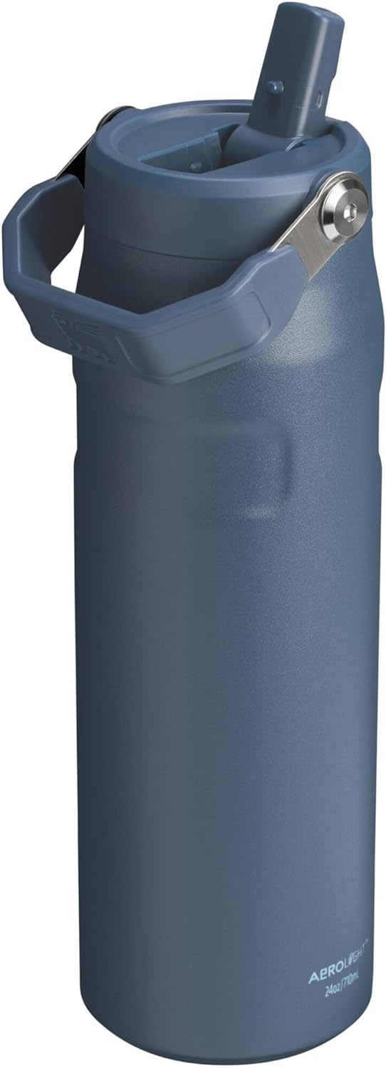 Botella de agua con pajilla abatible 2.0, acero inoxidable aislado sin BPA