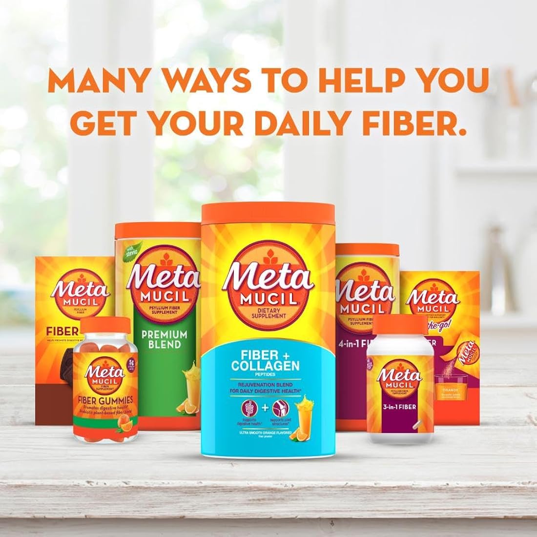 Polvo de cáscara de psyllium a base de plantas Metamucil