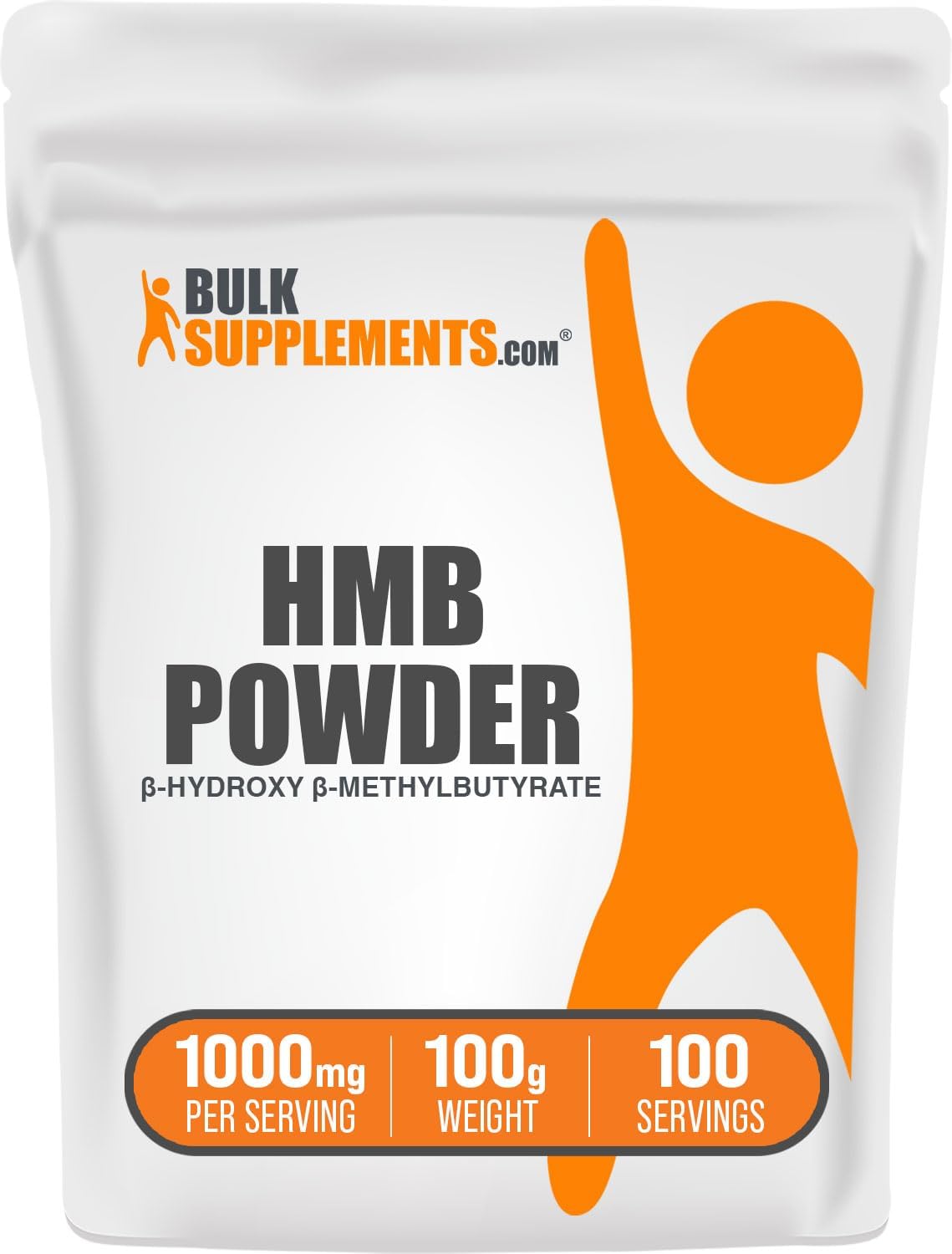 HMB en polvo BulkSupplements, 1000mg, 100g (Calcio HMB)