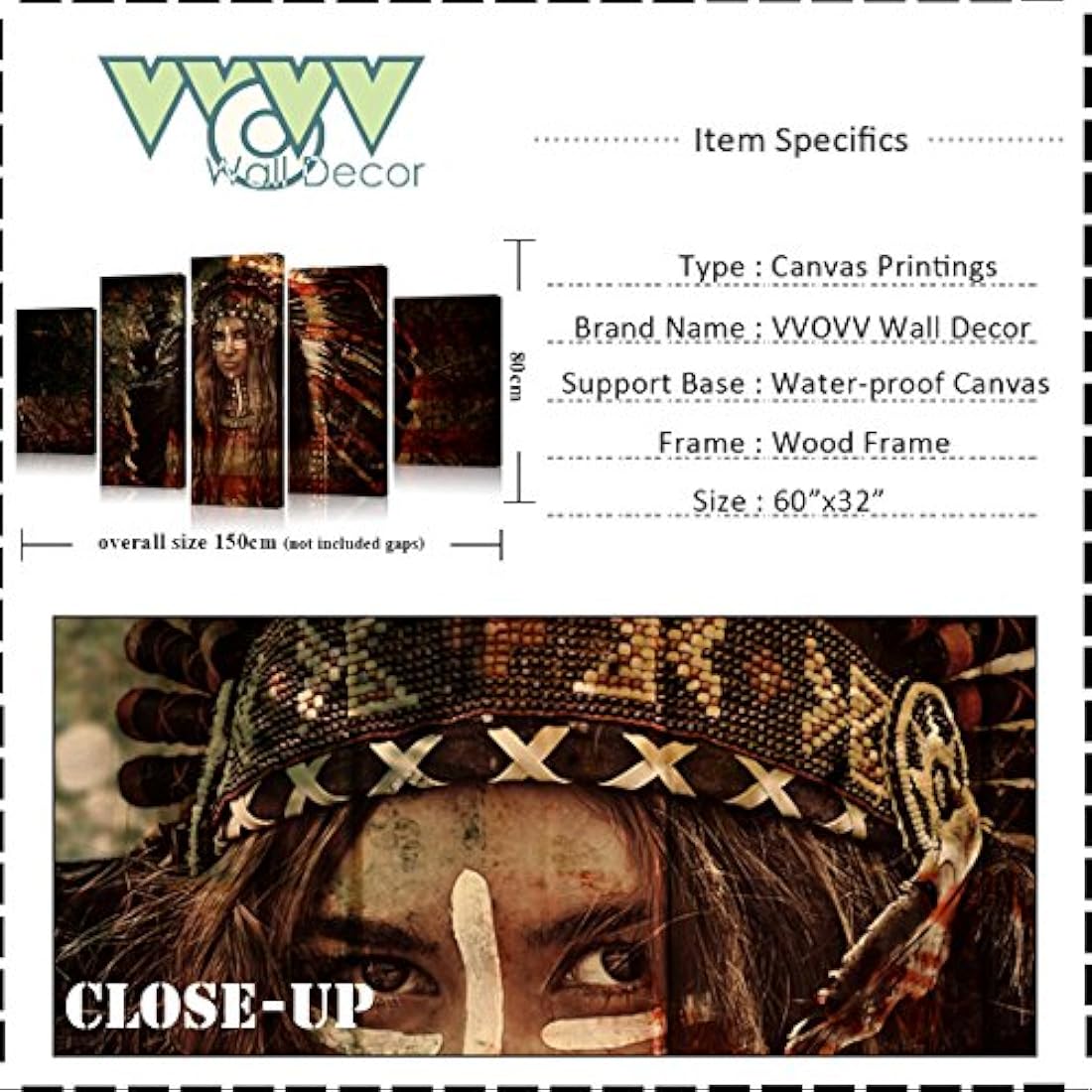 VVOVV – 5 piezas lienzo impresiones estrellas y rayas