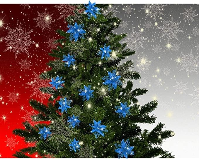 24 Piezas Flores Poinsettia Artificiales Decoración Navidad