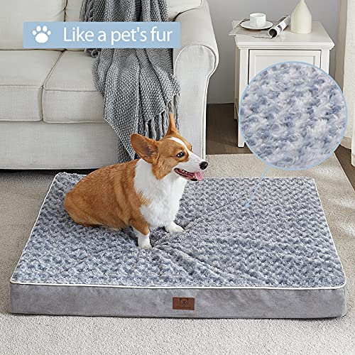 WNPETHOME Cama ortopédica grande para perro, cama para perros grandes con caja de espuma de huevo, cama para mascotas con suave felpa de rosa impermeable, funda de cama lavable extraíble