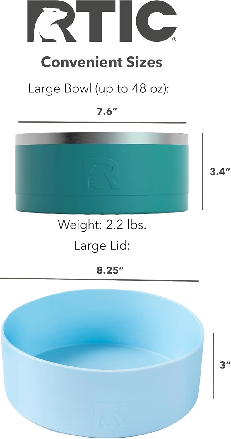 Tazón de perro 3 en 1 RTIC, acero inoxidable, grande, profundo