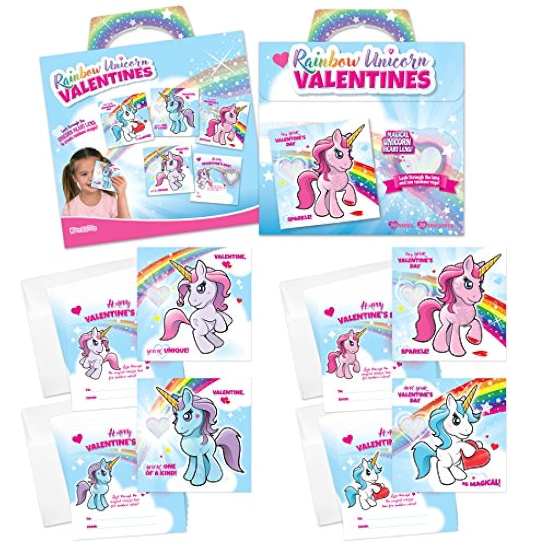 Kangaroo Tarjetas San Valentín,diseño unicornio y arco iris