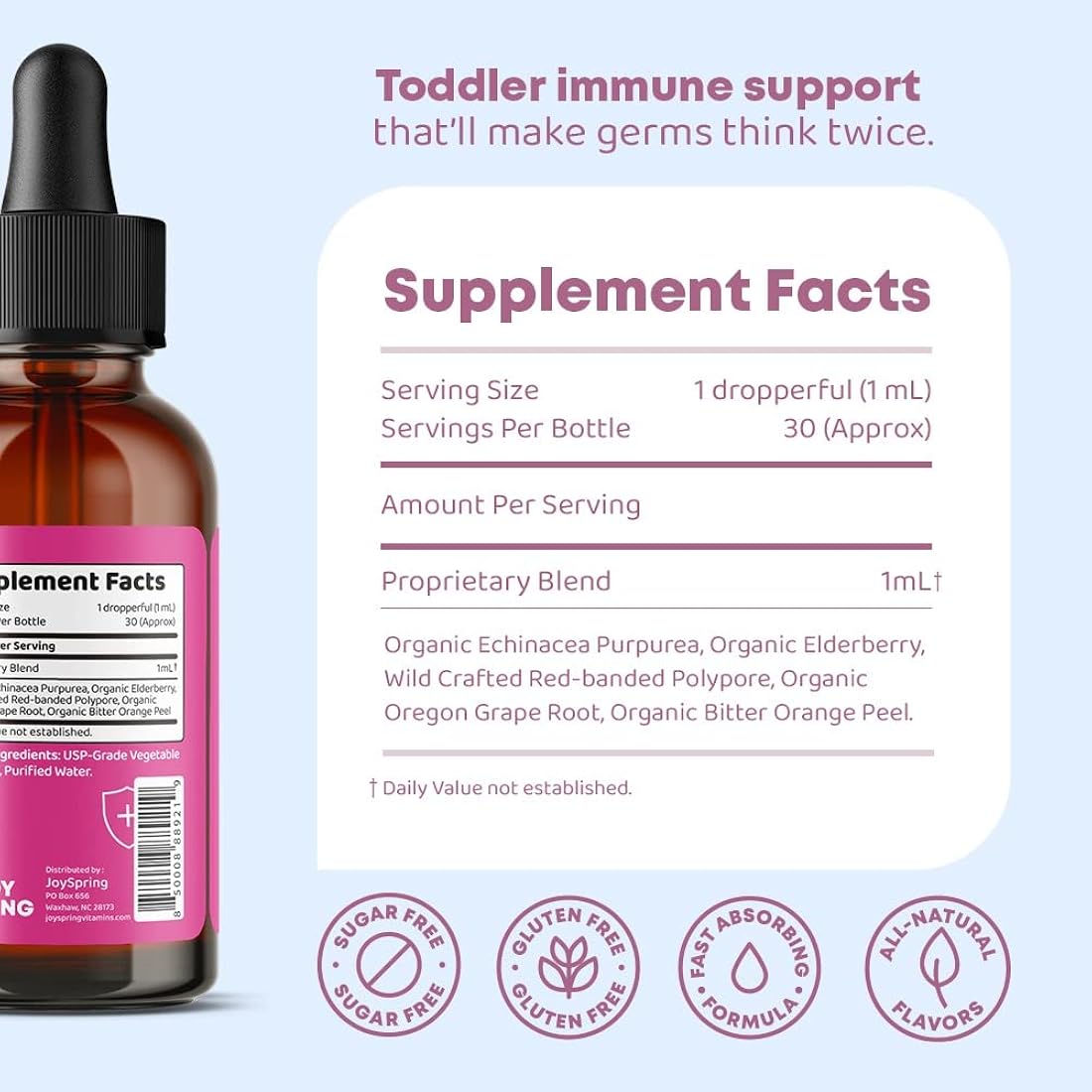 Suplemento de apoyo inmunológico para niños gotas sin azúcar