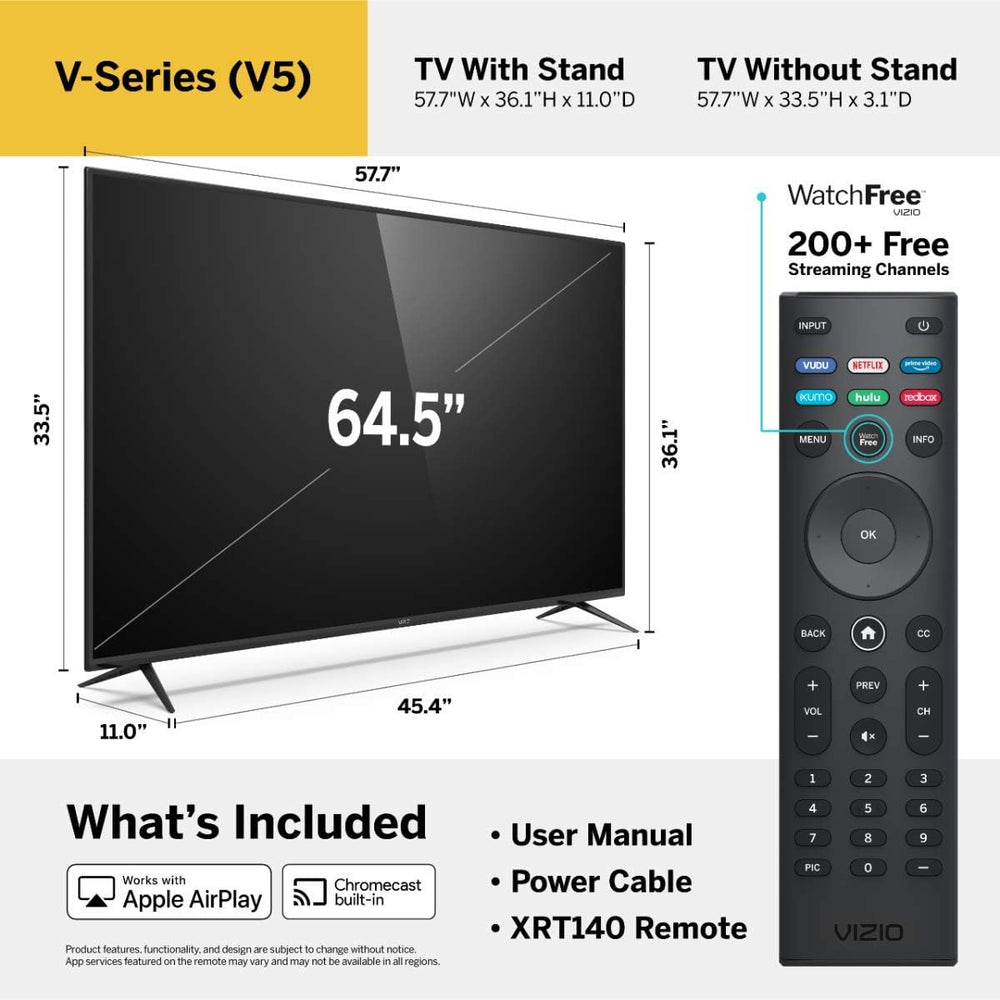 Televisor VIZIO 65 4K UHD LED HDR, V-Series, AirPlay y Chromecast