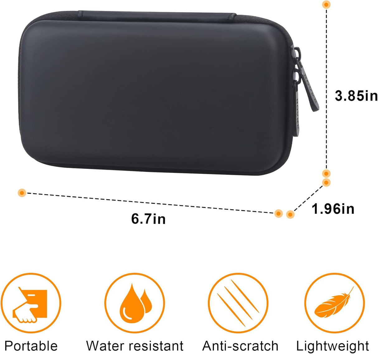 Elonbo Estuche rígido de viaje para Anker 622/633 / 521 batería magnética (MagGo), cargador portátil inalámbrico plegable magnético de almacenamiento de banco de energía, bolsillo de malla adicional para cable de carga, negro y naranja