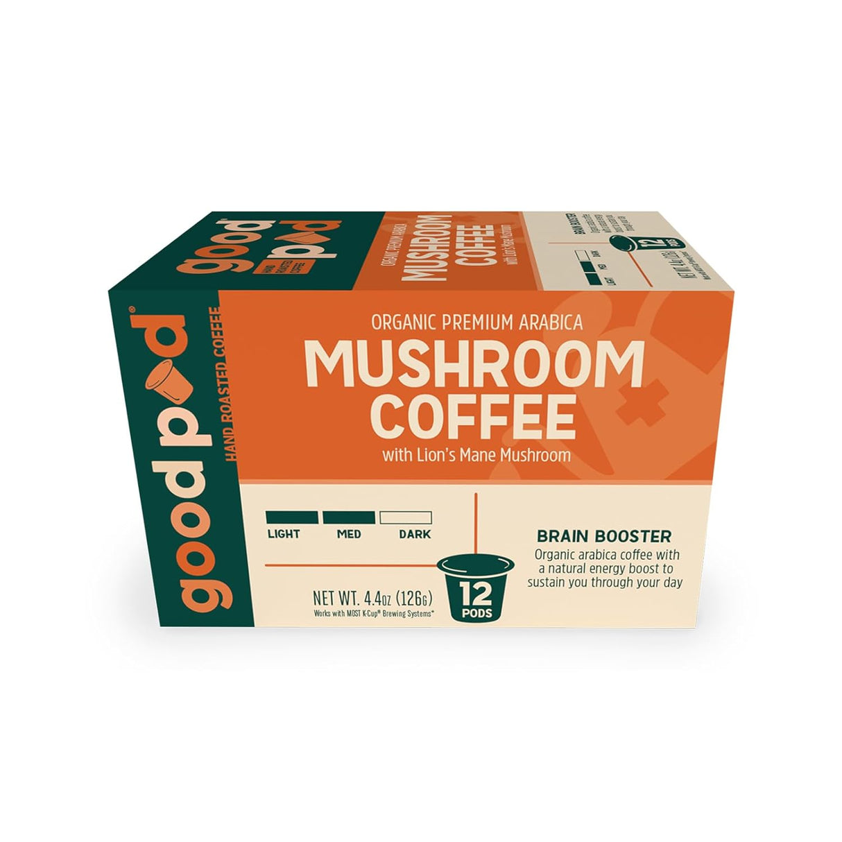Café en cápsulas goodPOD, orgánico con hongos Lion's Mane, 12 Uds.
