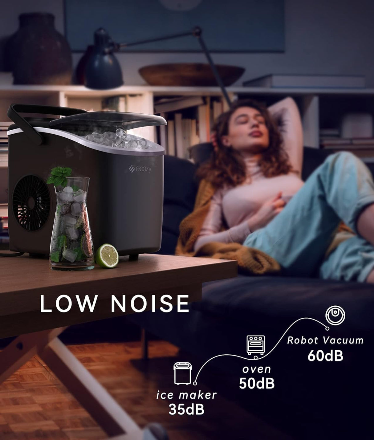 Máquina de Hielo Ecozy - 9 Cubos en 6 Min, Auto-Limpieza