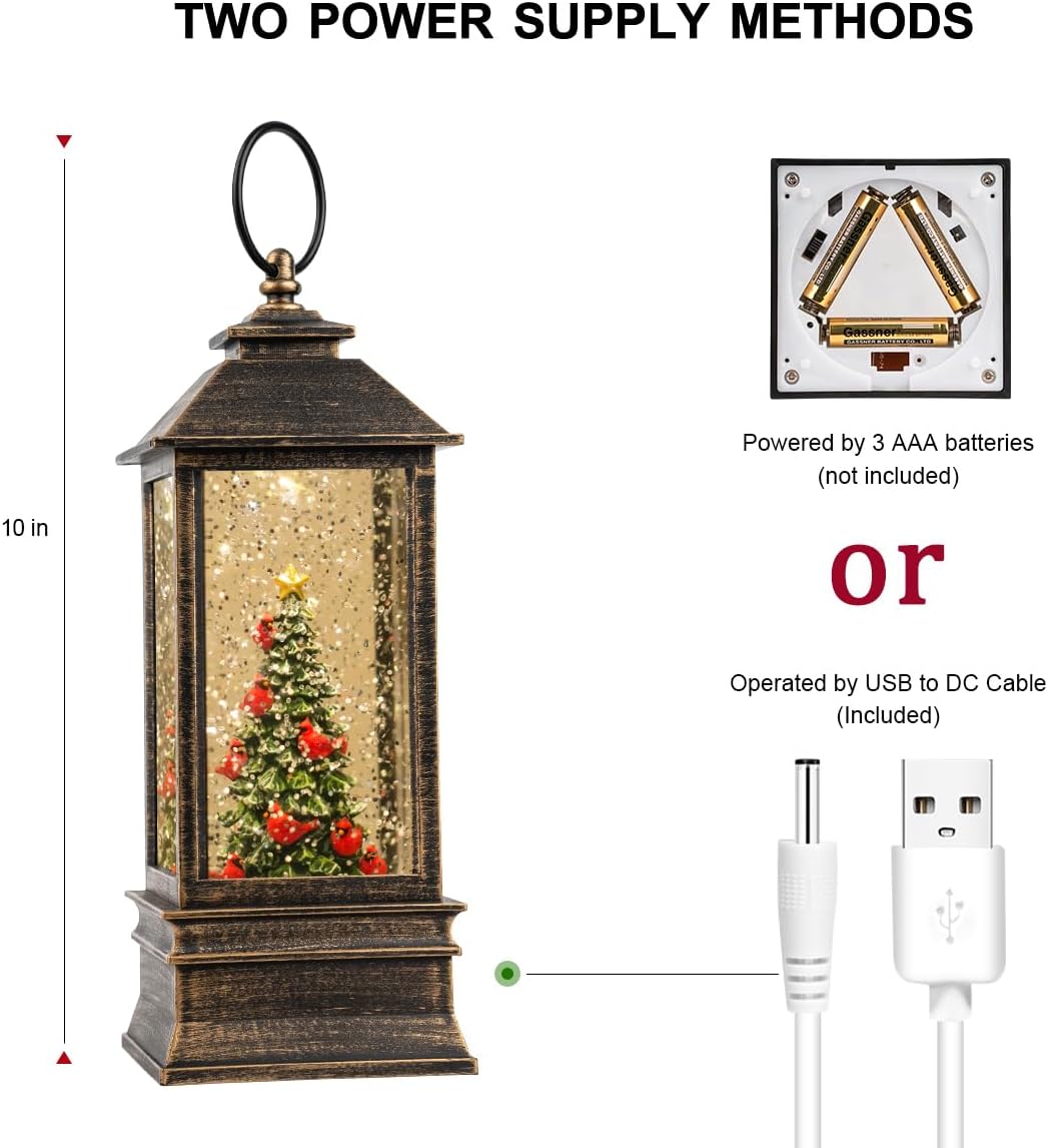 Lanterna Musical con Nieve, Árbol de Navidad, USB/Batería