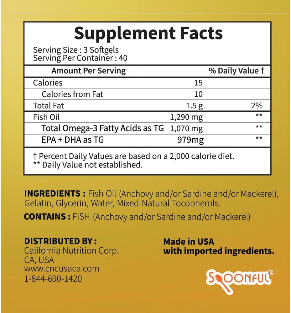 Spoonful Mini Omega 3 Fish Oil, iFOS, 1290 mg, 120 cápsulas