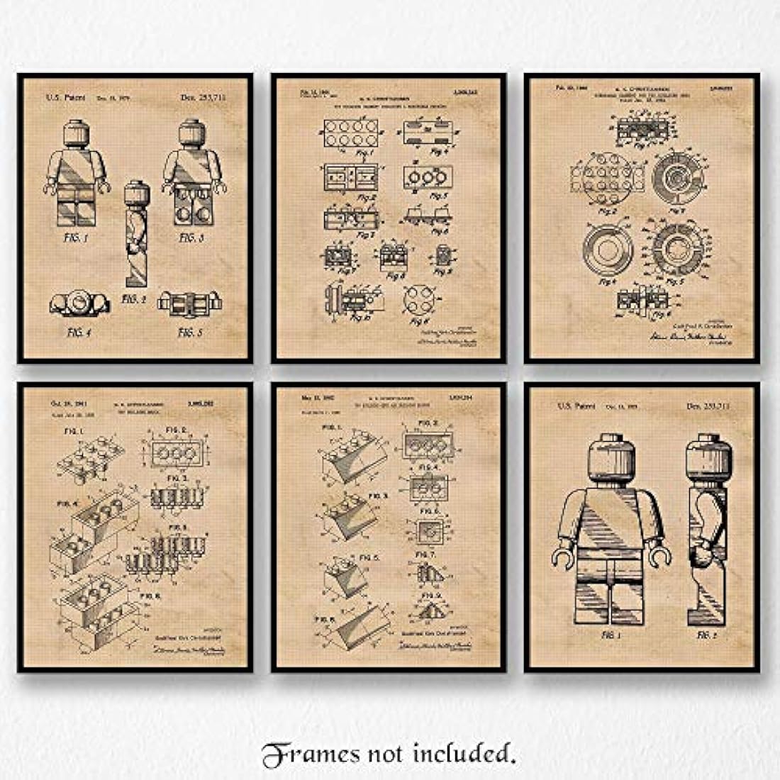 Impresiones de carteles vintage de patentes de Lego