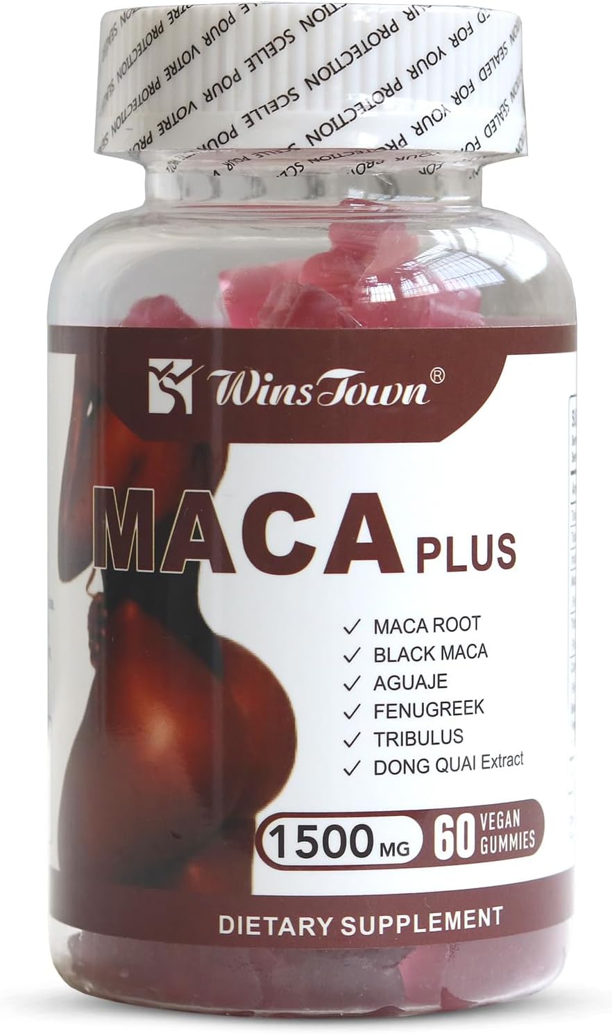 Maca Plus Gummies, 1500mg, Potenciador de glúteos, 60 unidades
