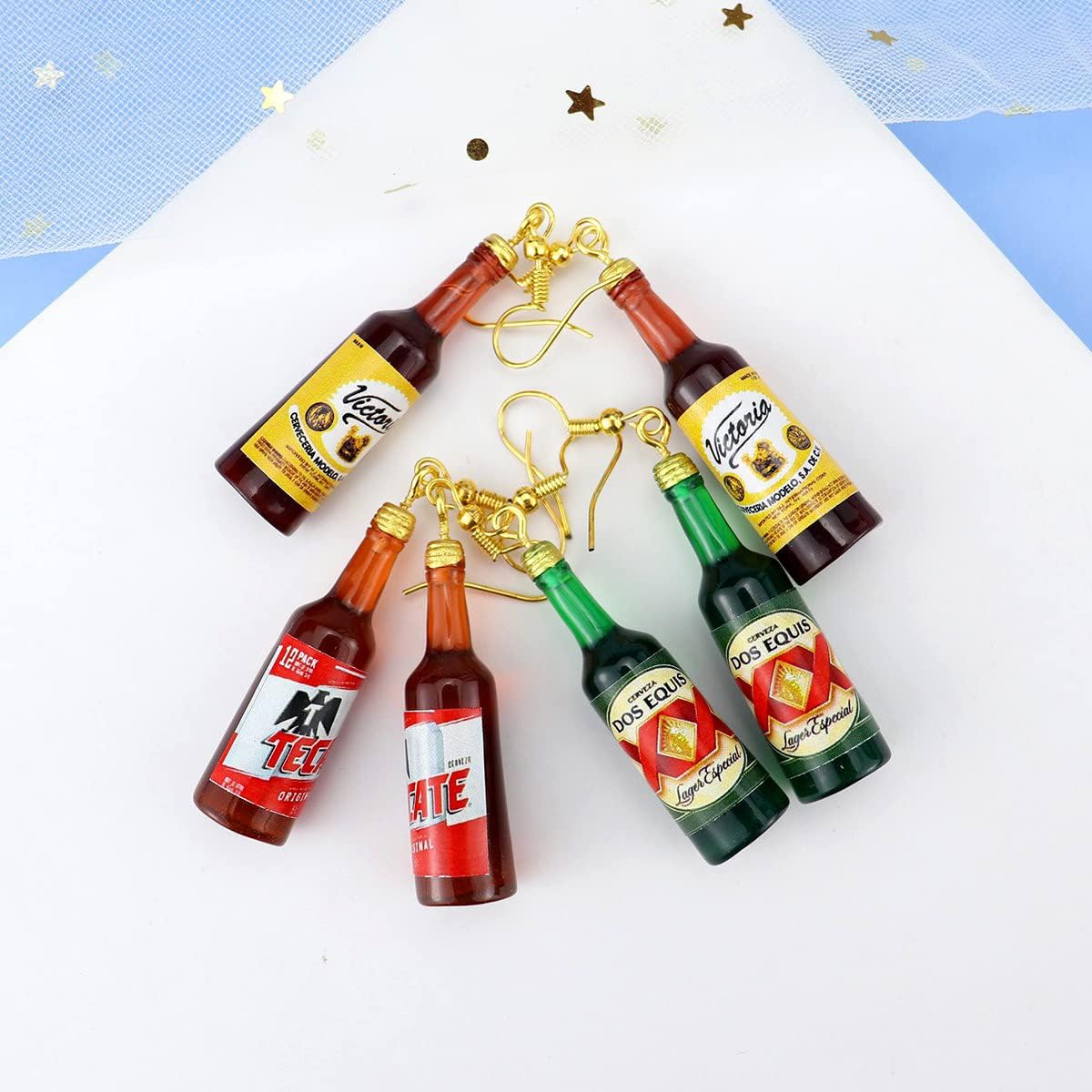 Aretes colgantes de taza de cerveza hechos a mano