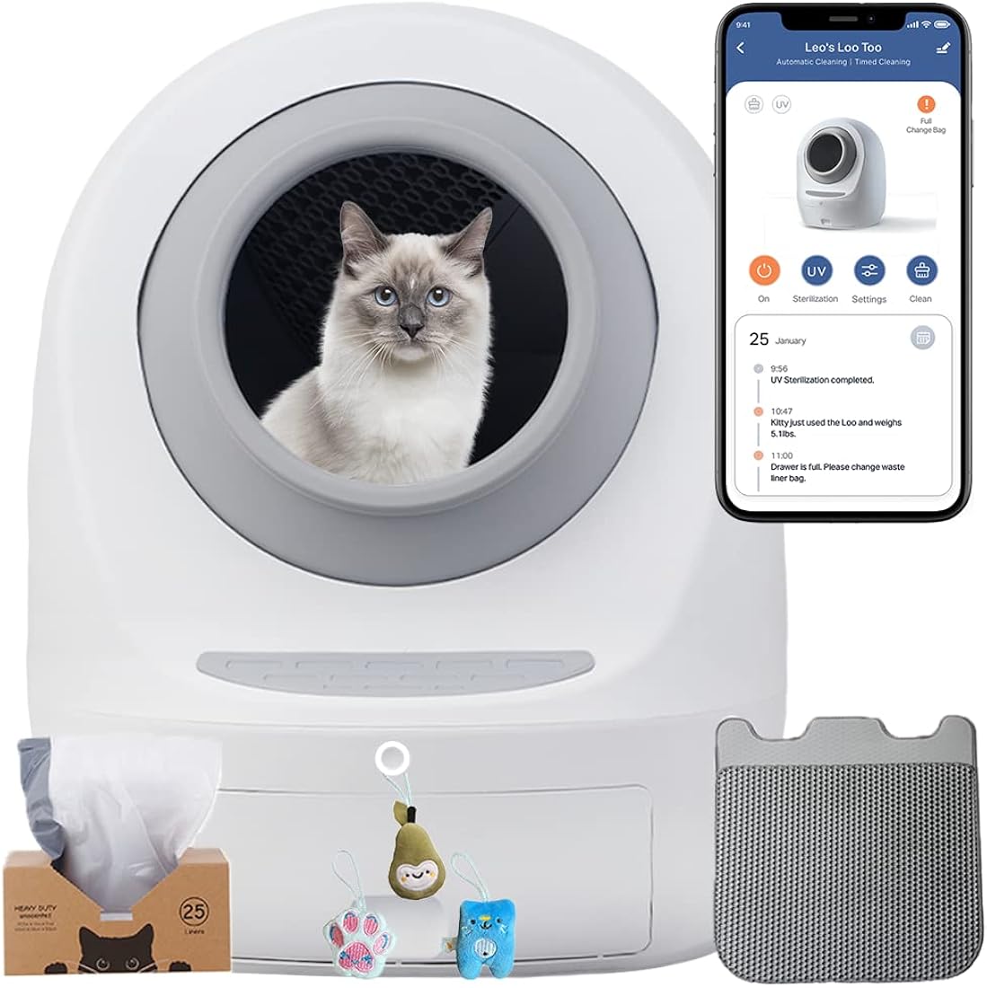 Arenero automática autolimpiante para gatos control de voz