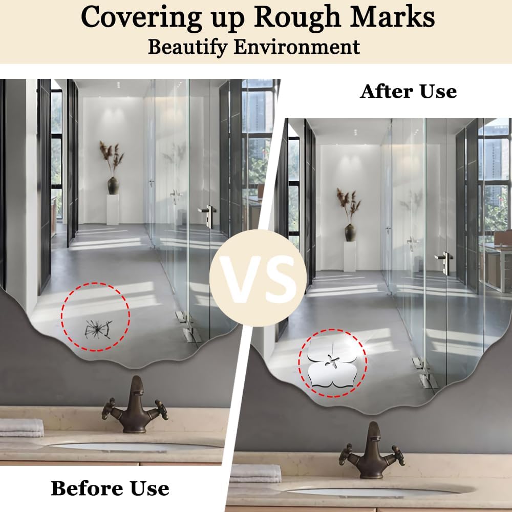 Pegatinas de Pared Espejo 3D, Decoración Floral, 18 Pcs