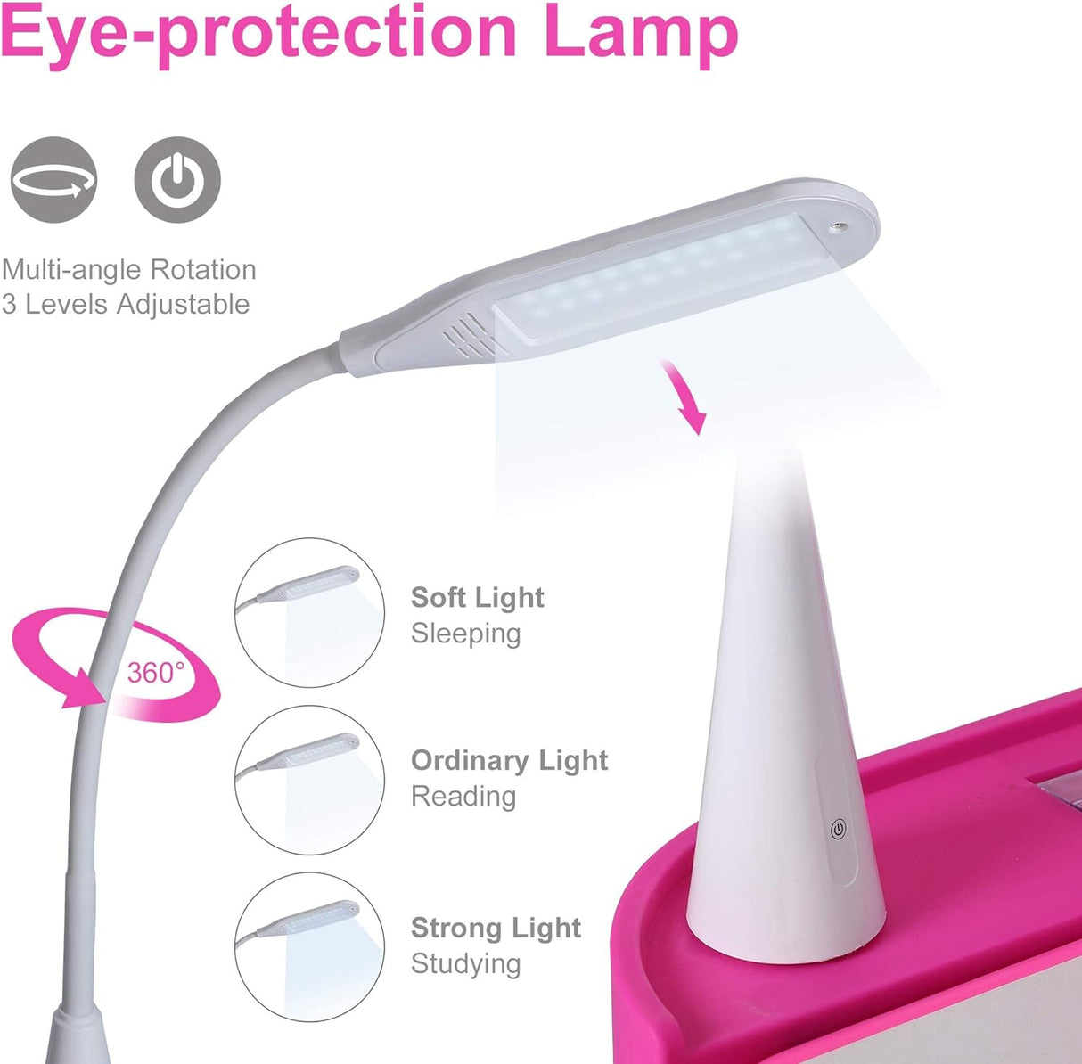 Set Escritorio y Silla Infantil Ajustable con Luz LED y Cajón