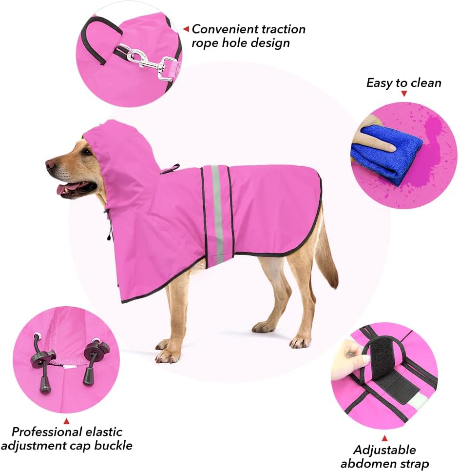 Capa de lluvia impermeable para perro - Reflectiva, Ajustable, Mediana