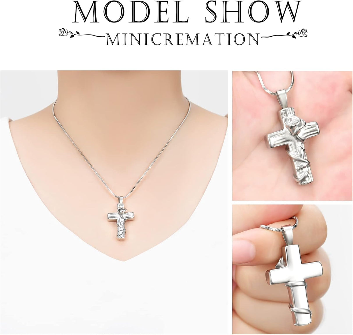 Collar de urna para cenizas, colgante para recuerdo, rosa