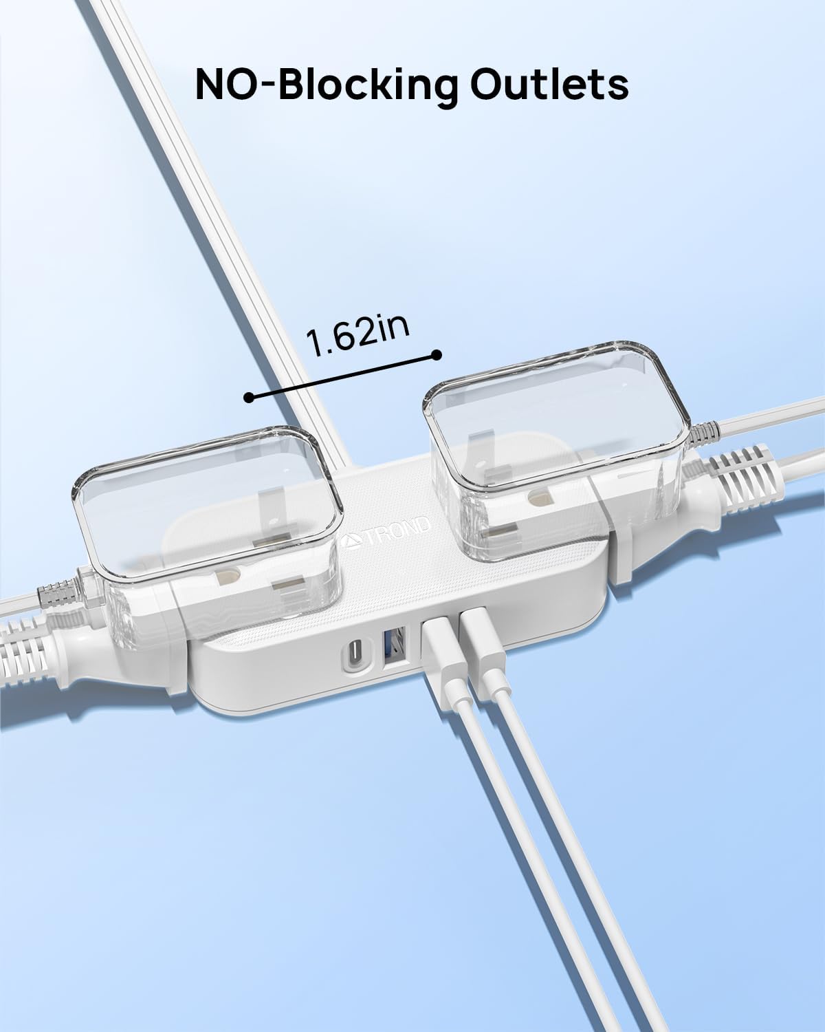 Regleta de alimentación de enchufe plano, cable ultrafino