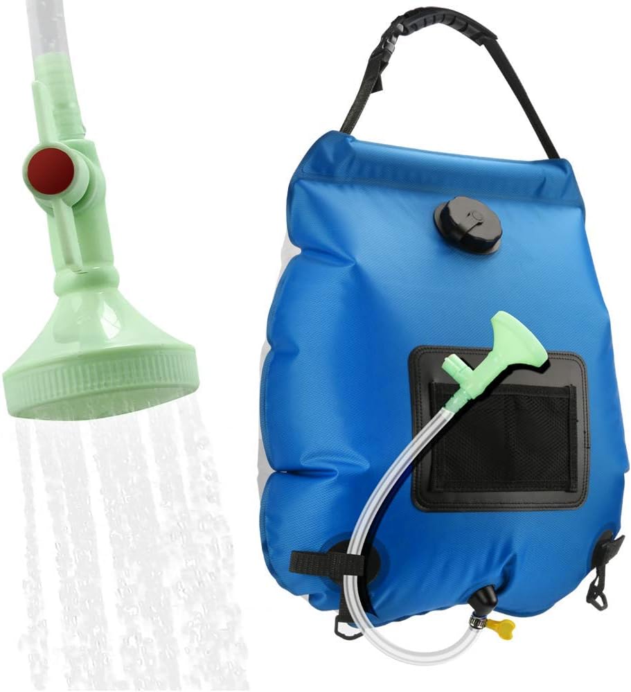 Ducha solar portátil 20L con manguera y cabezal desmontable