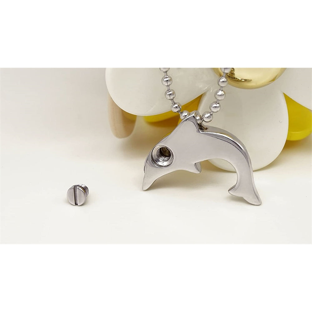 Collar de urna de delfín de acero inoxidable para cenizas