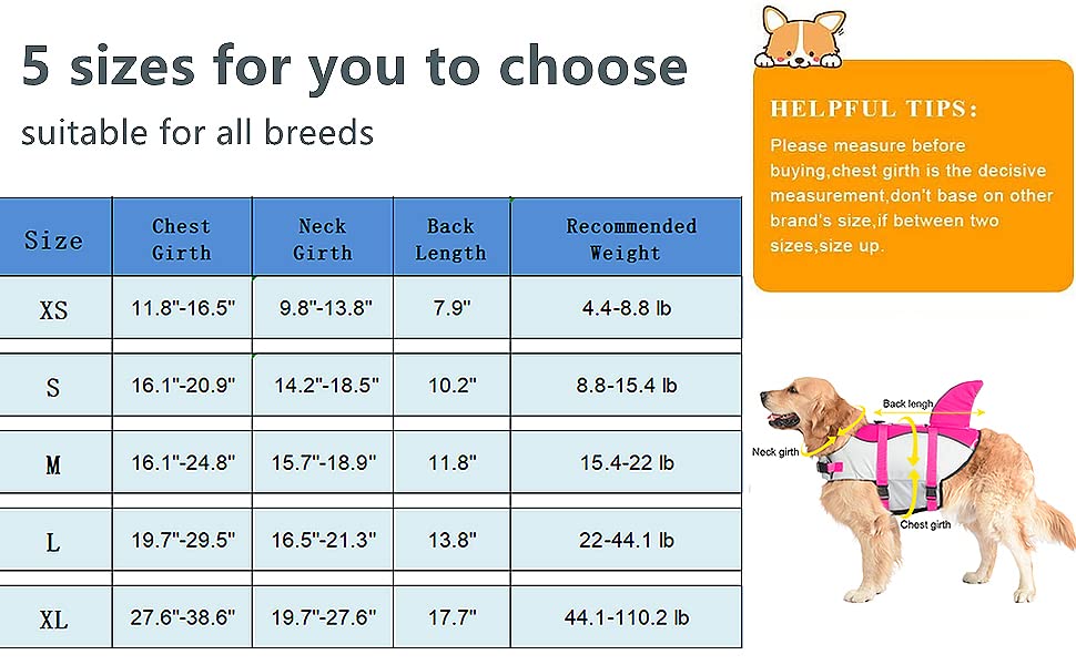 Doglay - Chaleco salvavidas ajustable para perro, con asa de agarre para rescate, para perros pequeños, medianos o grandes