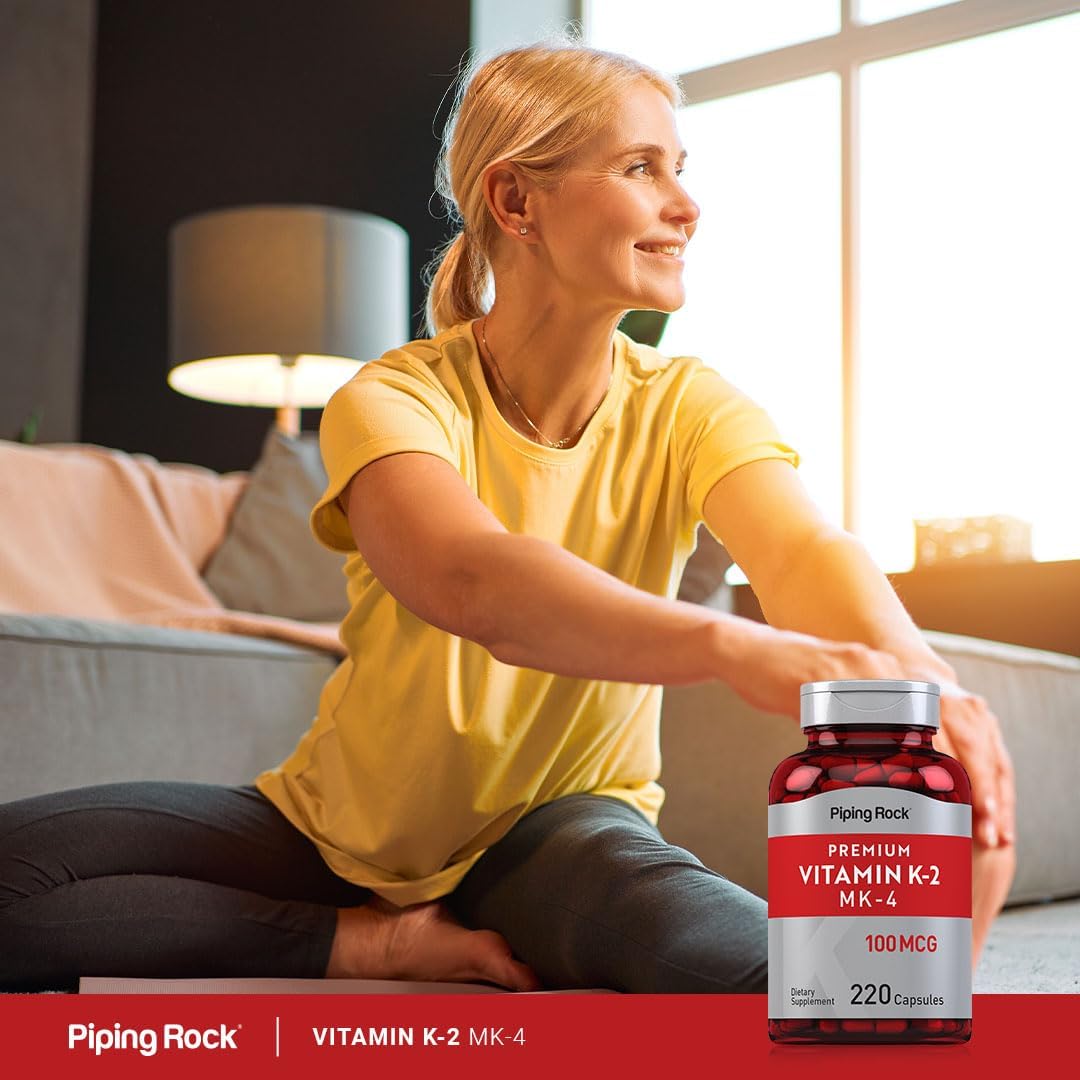Suplemento de Vitamina K2 MK4 Piping Rock 100mcg 220 Cápsulas
