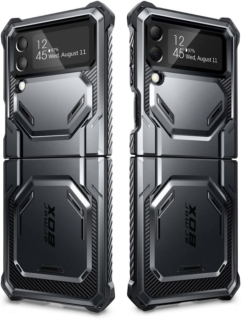 i-Blason Armorbox Series - Funda resistente para Samsung Galaxy Z Flip 4 5G (2022), con reducción de golpes y parachoques (negro)