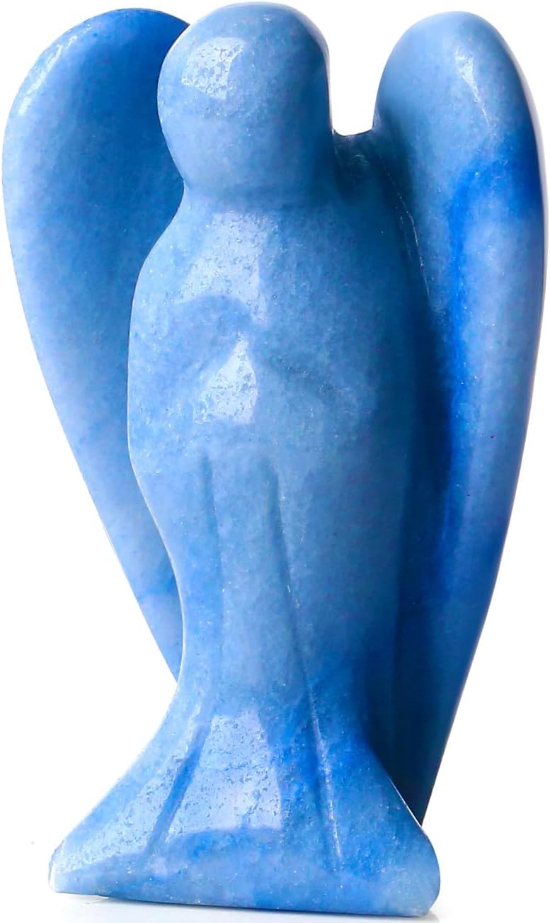 QINJIEJIE Cristales de aventurina azul, decoración de ángel