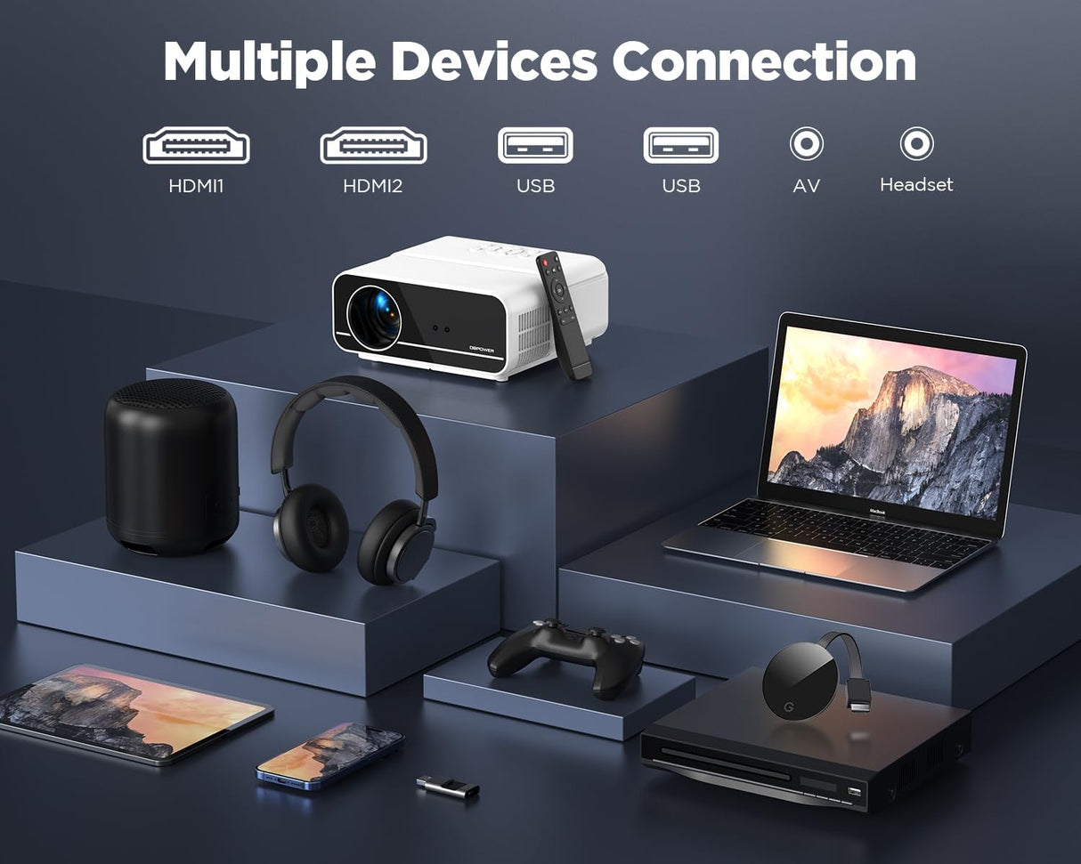 Proyector DBPOWER 4K, 5G WiFi, Bluetooth, 600ANSI, 1080P