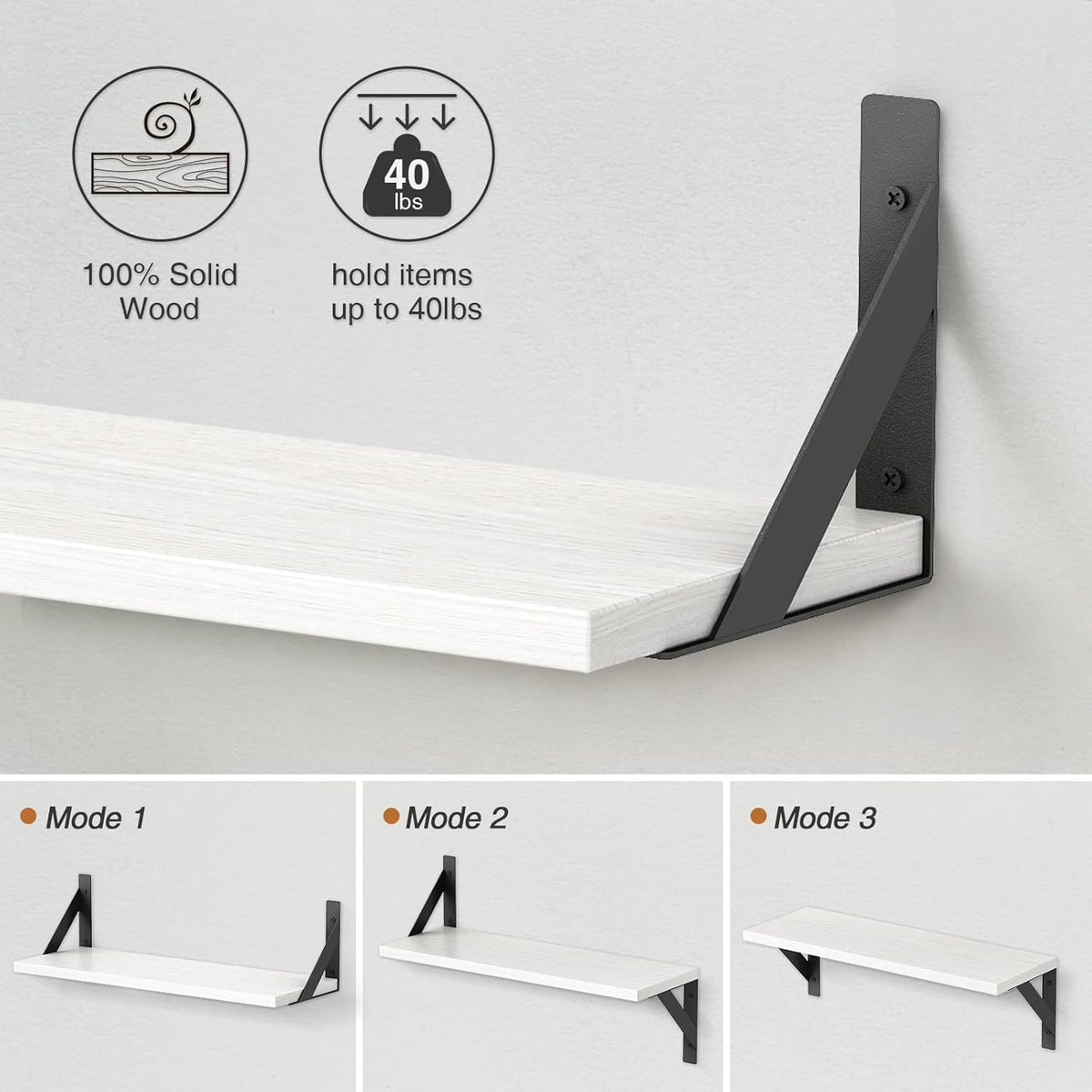 Estante Flotante Blanco Juego de 3, 24x8 Pulgadas, Modelo 24