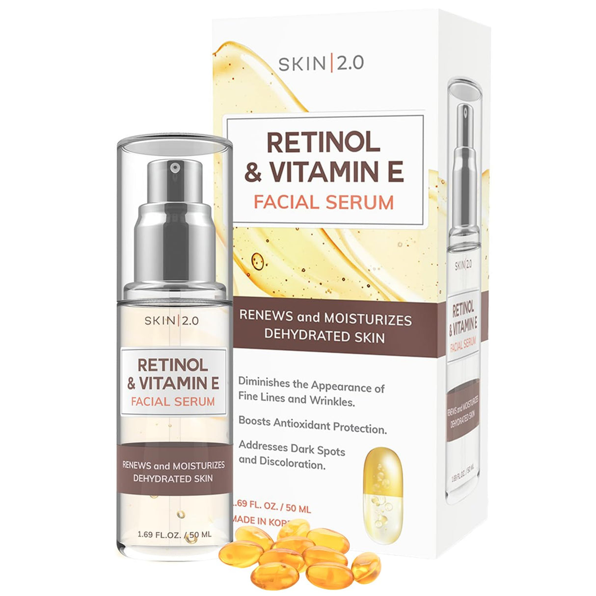 Suero Facial con Retinol y Vitamina E, Anti-edad e Hidratante
