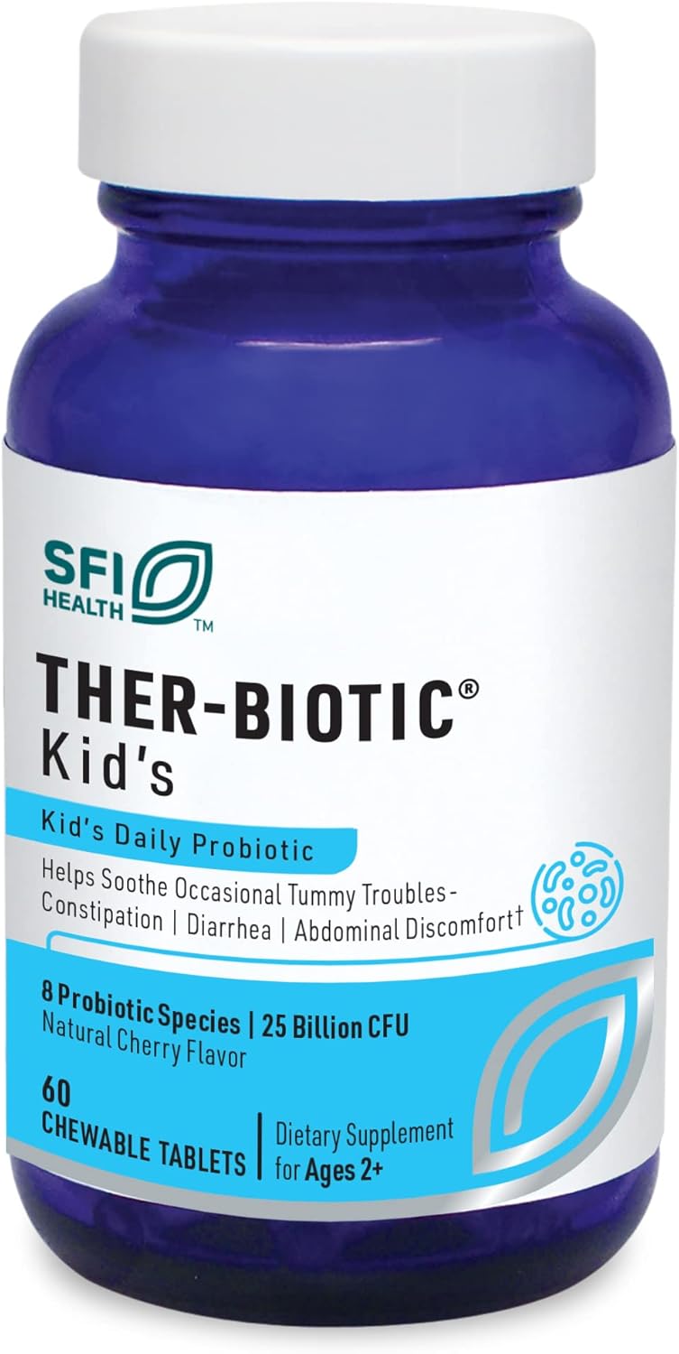 Klaire Labs SFI Kids Probióticos 25B CFU en Inulina 60 Tabletas