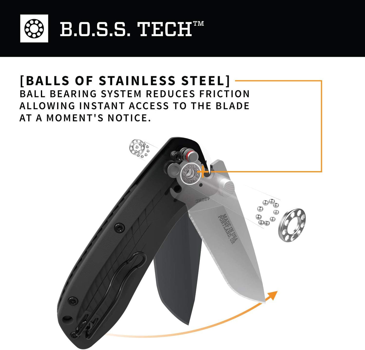 Cuchillo de bolsillo con apertura asistida de acero 420HC