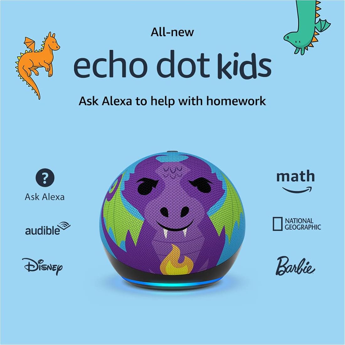 Echo Dot Kids cuenta con control parental y diseño de dragon