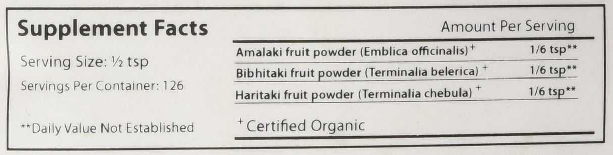 Suplemento Banyan Botanicals Triphala en polvo orgánica