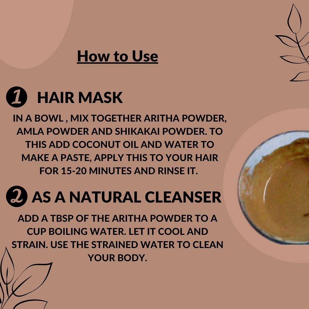 Polvo Orgánico de Aritha y Nuez de Jabón para Cabello Sedoso