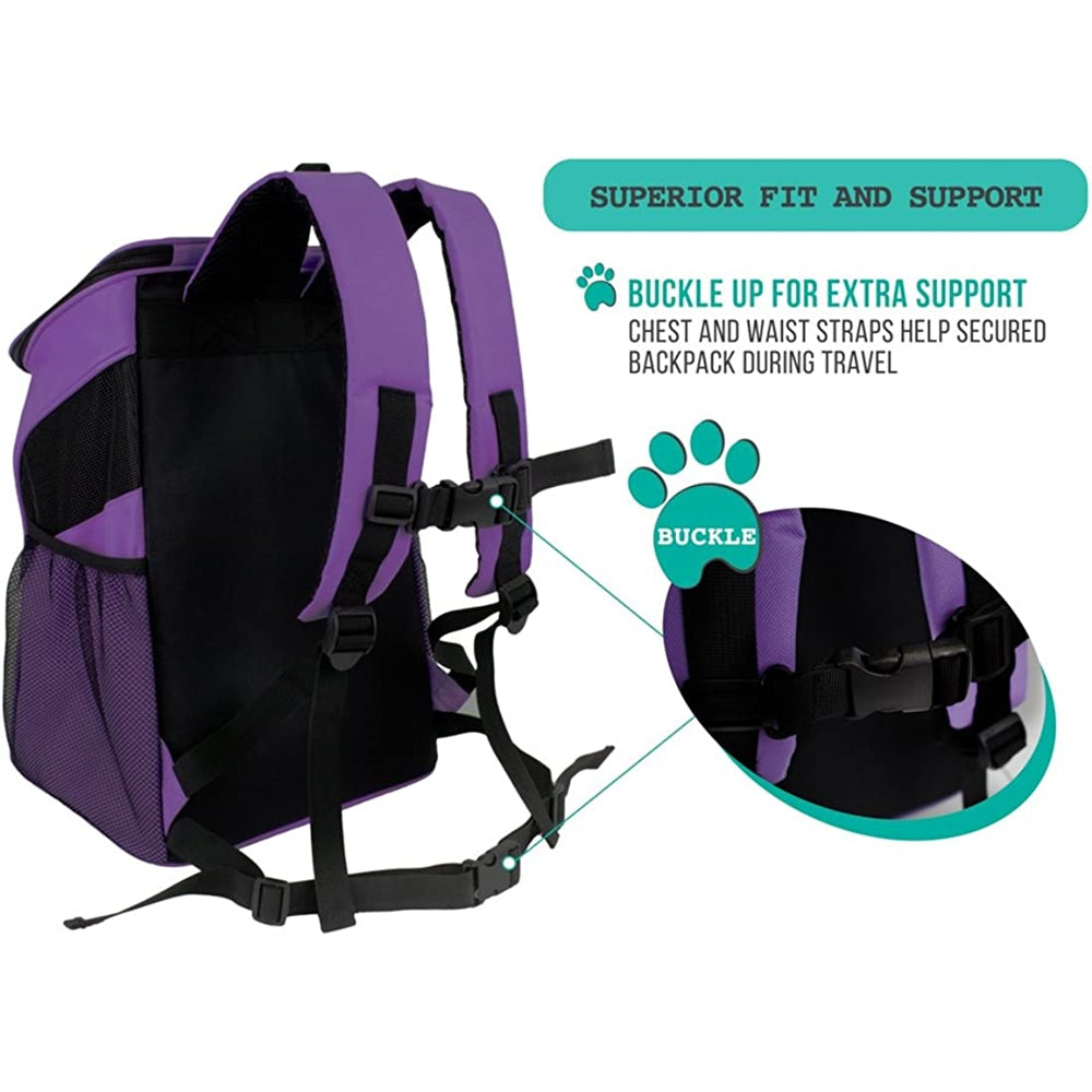 Mochila de transporte para gatos correa de seguridad lila