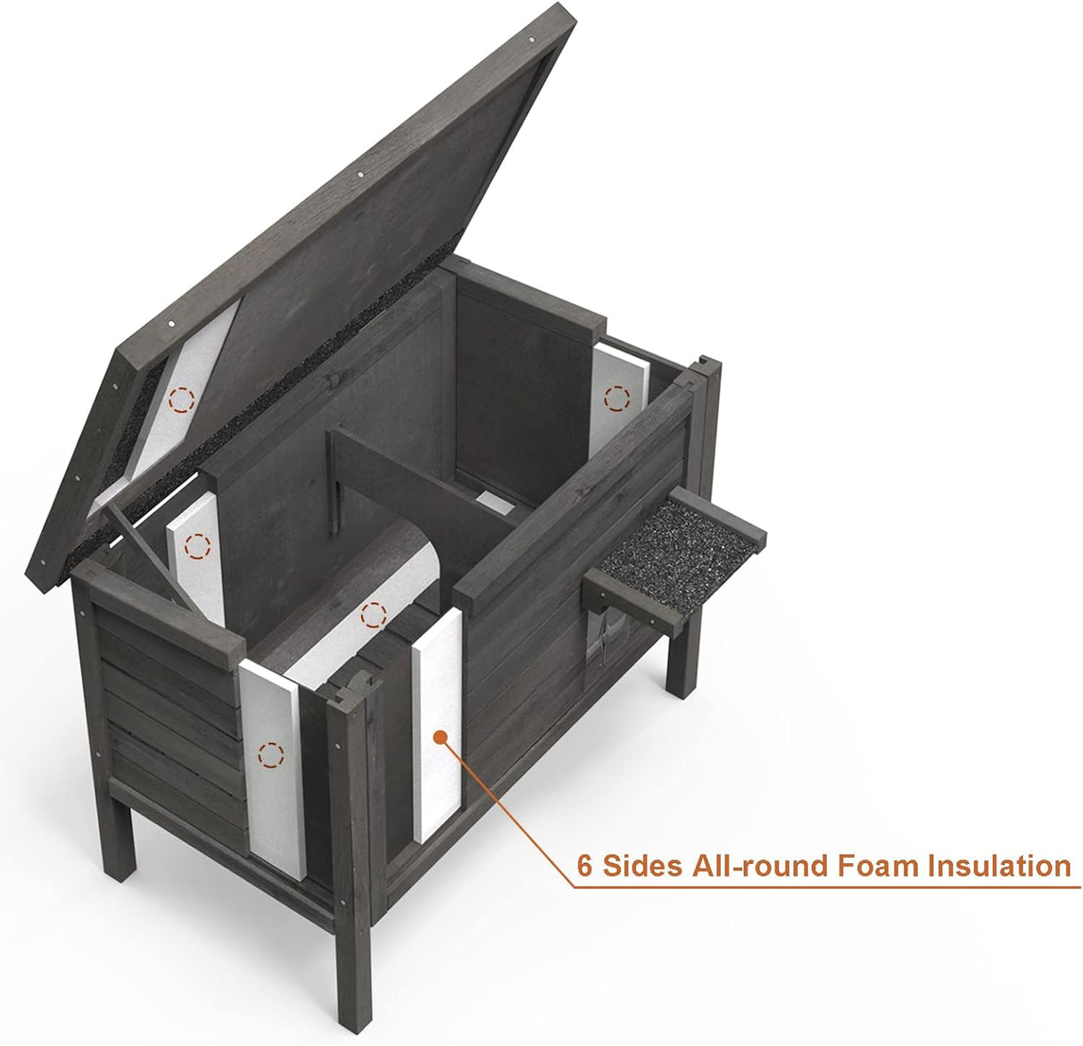 Casa para Gatos GDLF, Aislada, Madera, Grande, Modelo 34.5