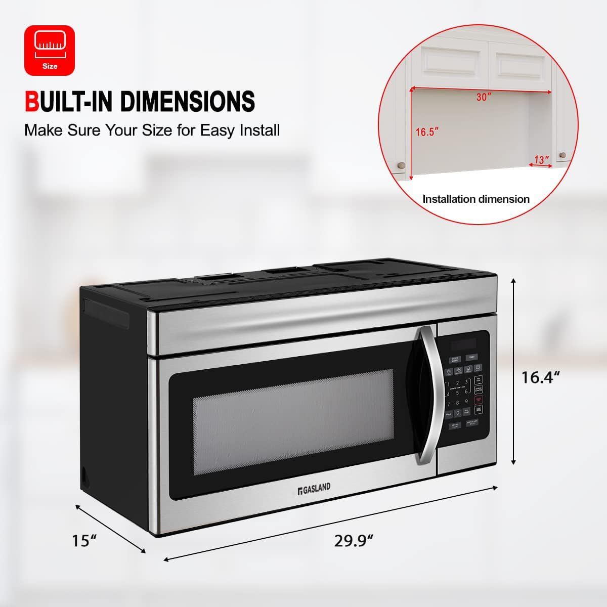 Microondas sobre la estufa GASLAND Chef OTR1603S 1.6 Cu. Ft.