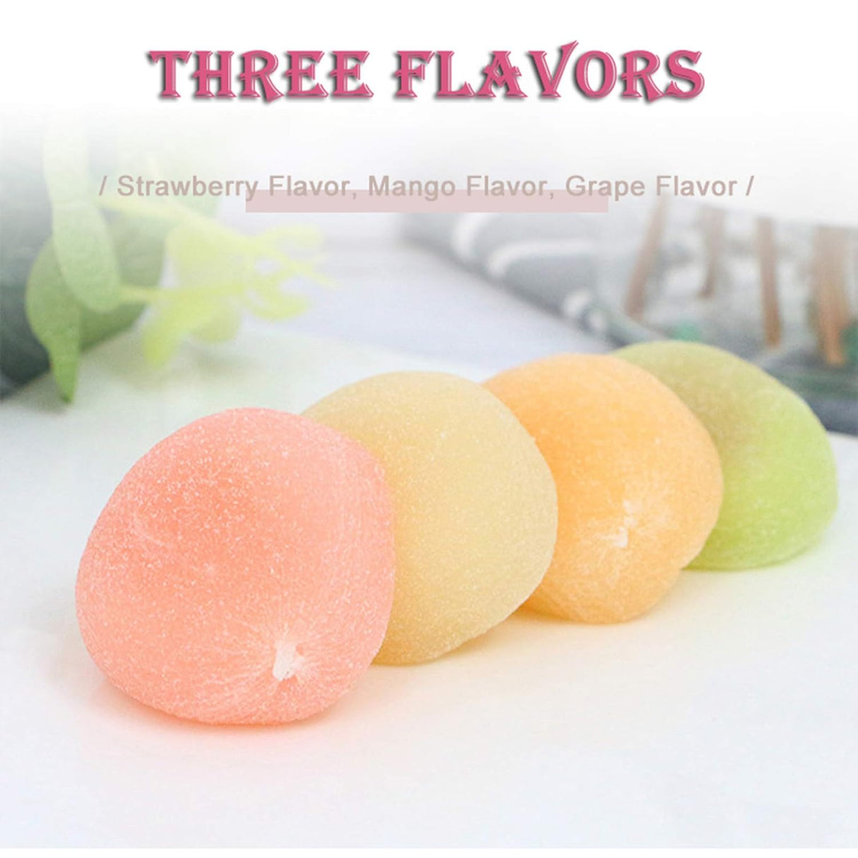 Mochi de sabor a fruta japonesa, mango de fresa y daifuku