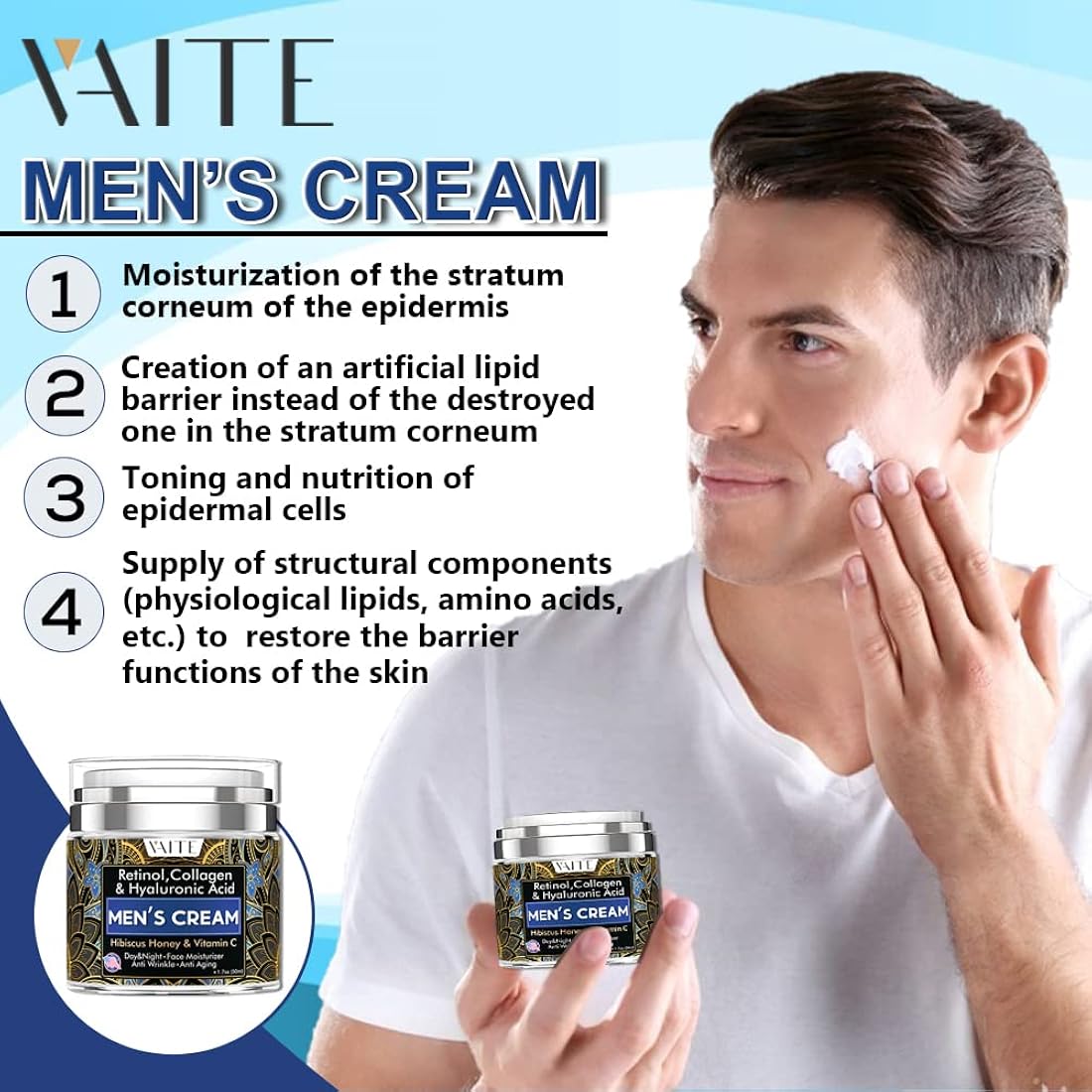Hidratante facial para hombre con colágeno y retinol VAITE