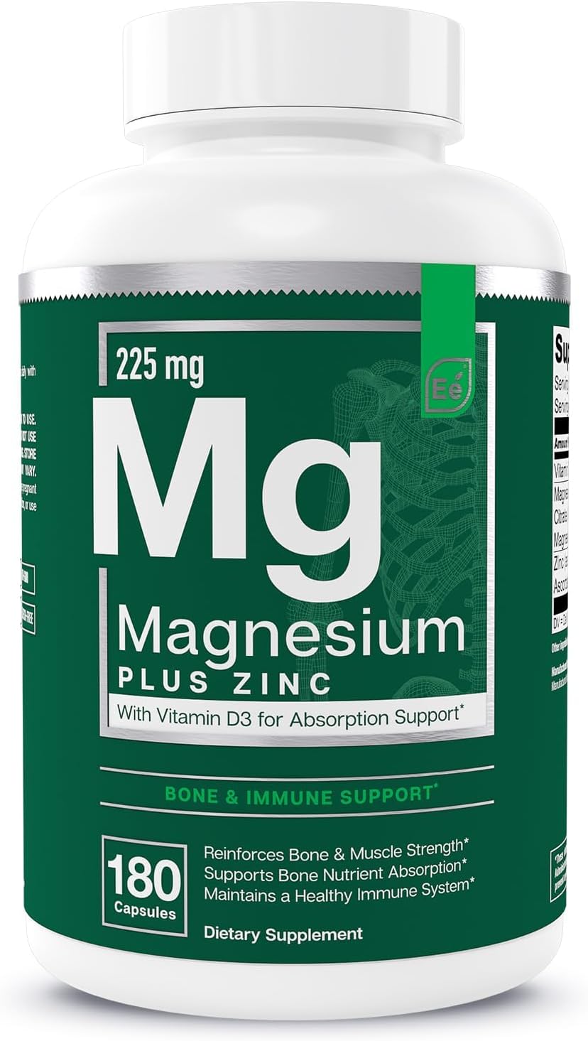 Magnesium & Zinc con D3 para Sueño, Inmunidad y Huesos - 3 Meses