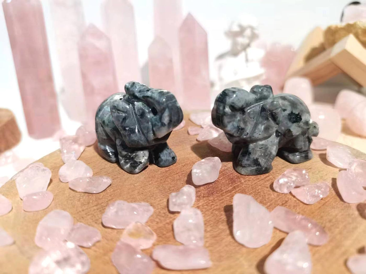 QINJIEJIE Decoración de elefante de cristales, labradorita