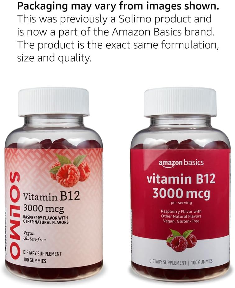 Gomitas de Vitamina B12 3000 mcg Amazon Basics, 100 Conteos