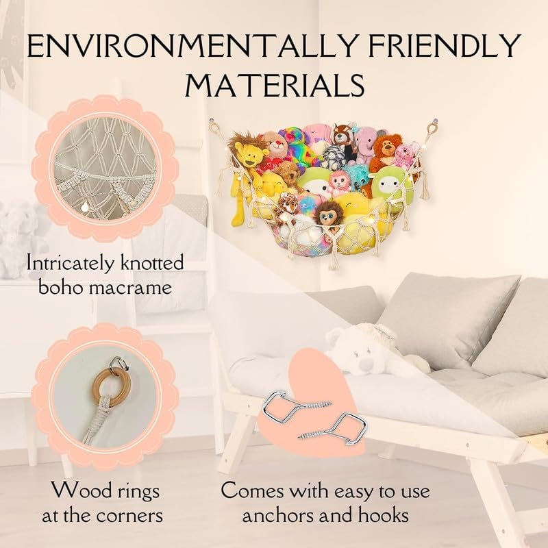 Hamaca de Almacenamiento para Peluches - Decoración Boho - 2 Pack