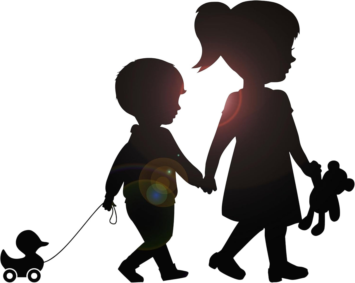 Vinilo Decorativo Hermanos Jardín Infantil Juguetes g8374