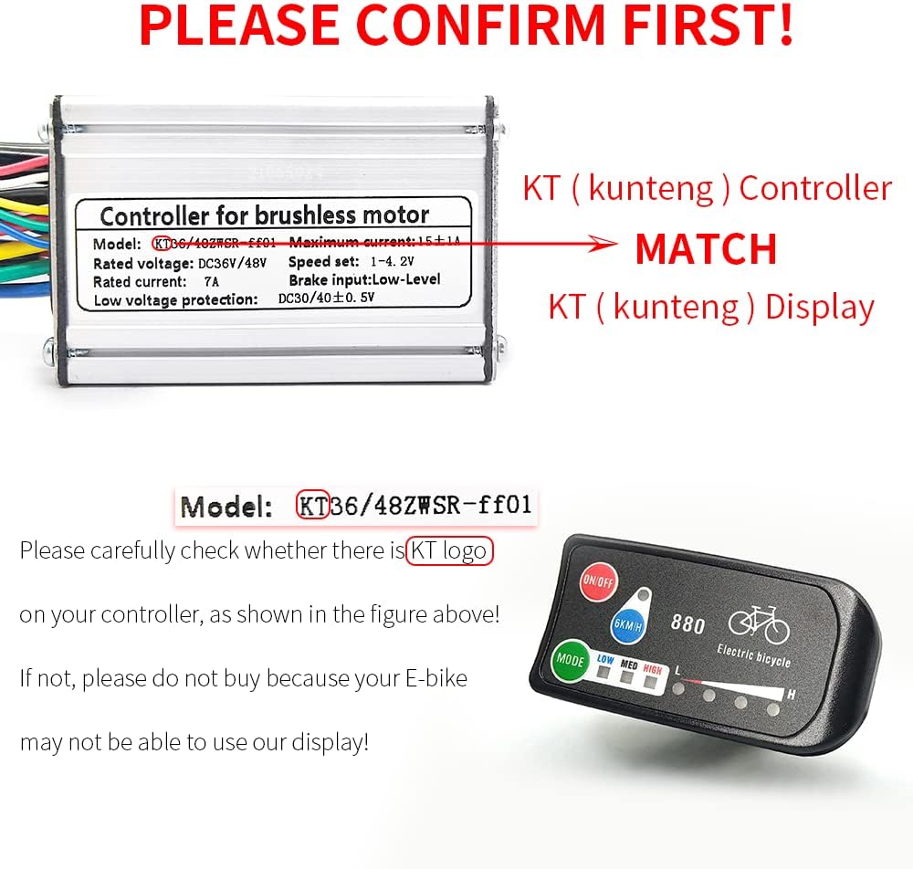 Pantalla de Bicicleta Eléctrica KT LED-880, 36V 48V, Accesorios
