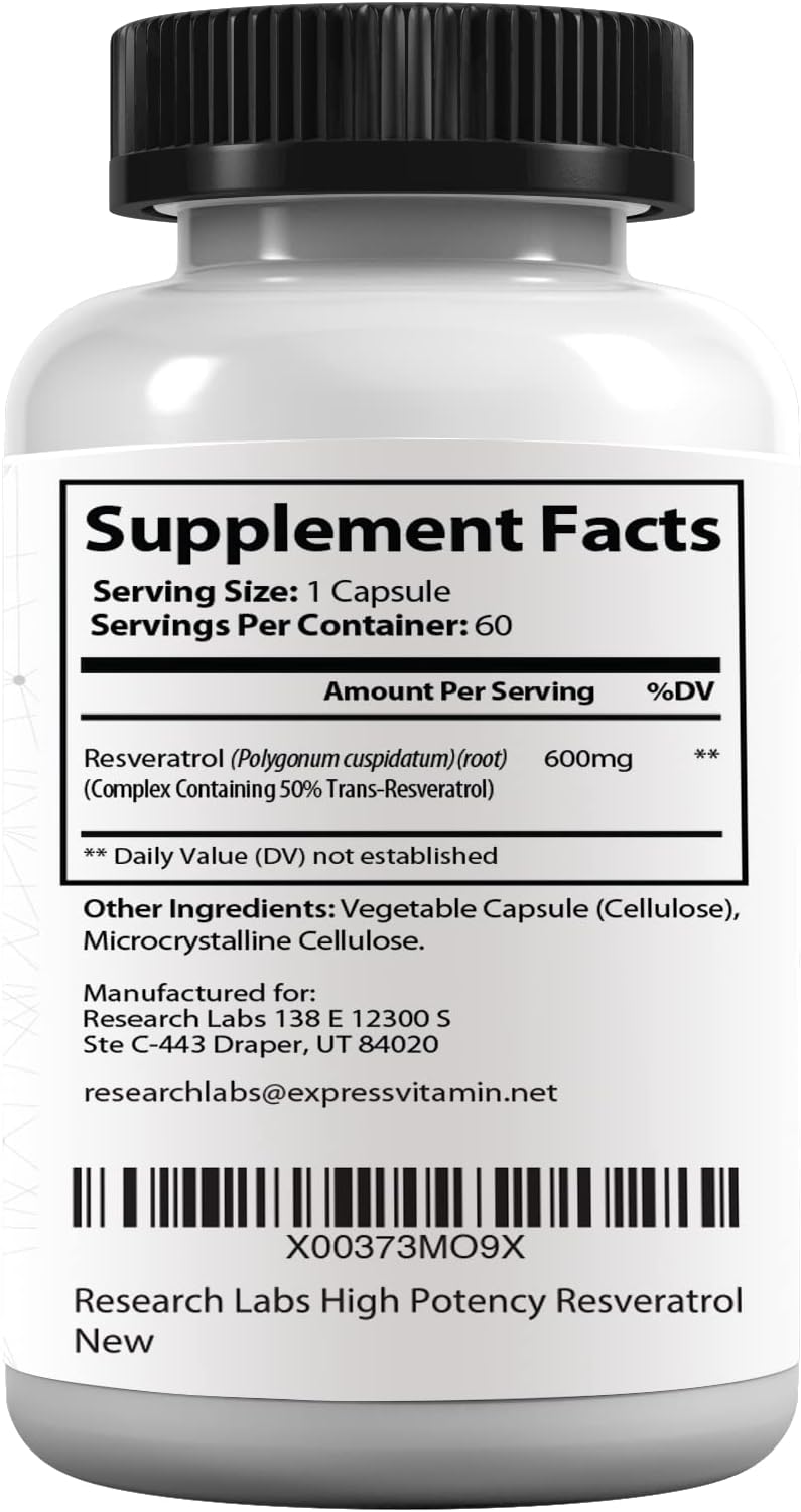 Suplemento de resveratrol micronizado antioxidante 60 unidad